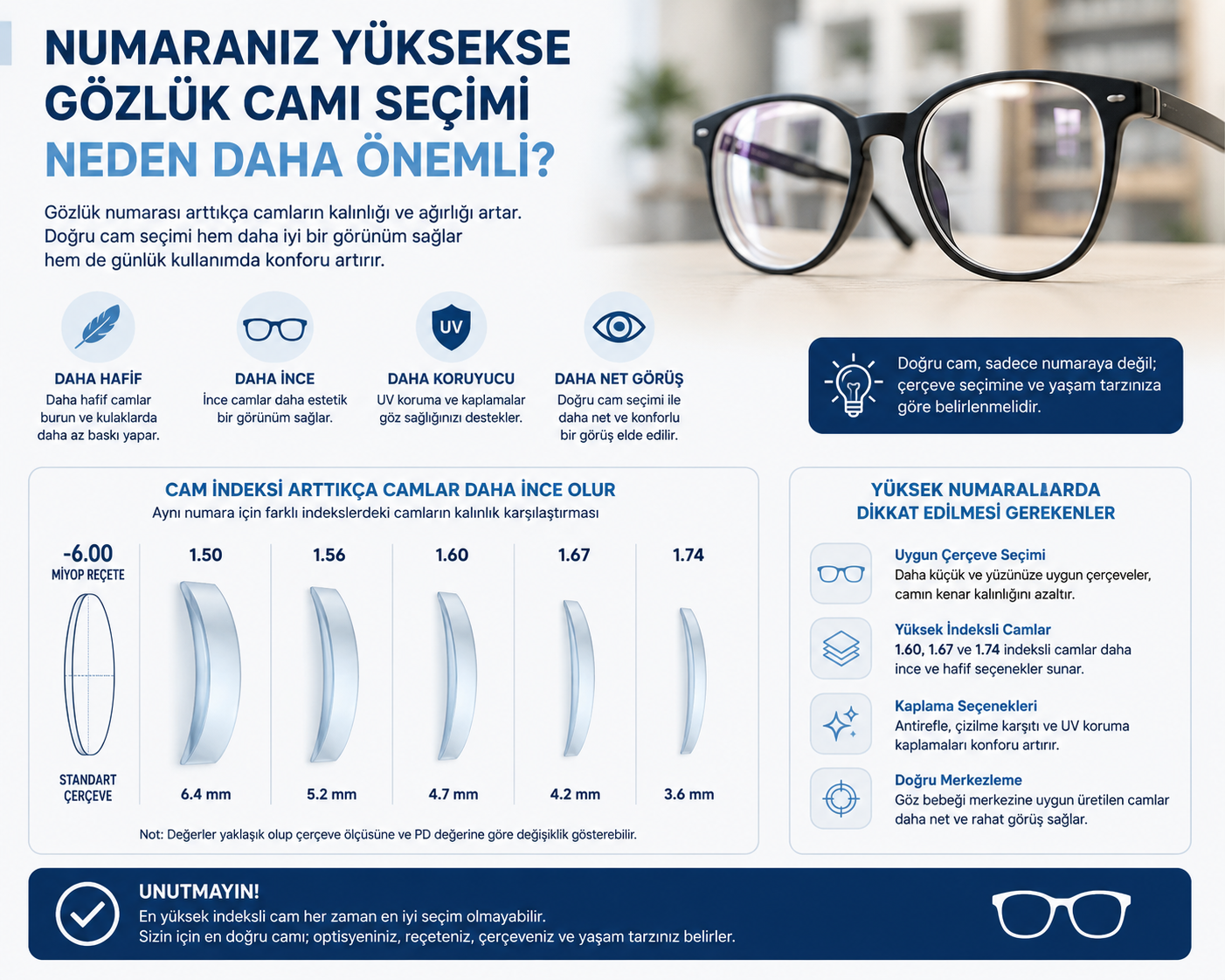 Numaranız Yüksekse Gözlük Camı Seçimi Neden Daha Önemli?